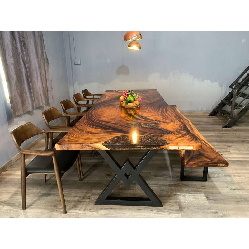 Sundaland 118" Large Slap Live Edge Dining Table