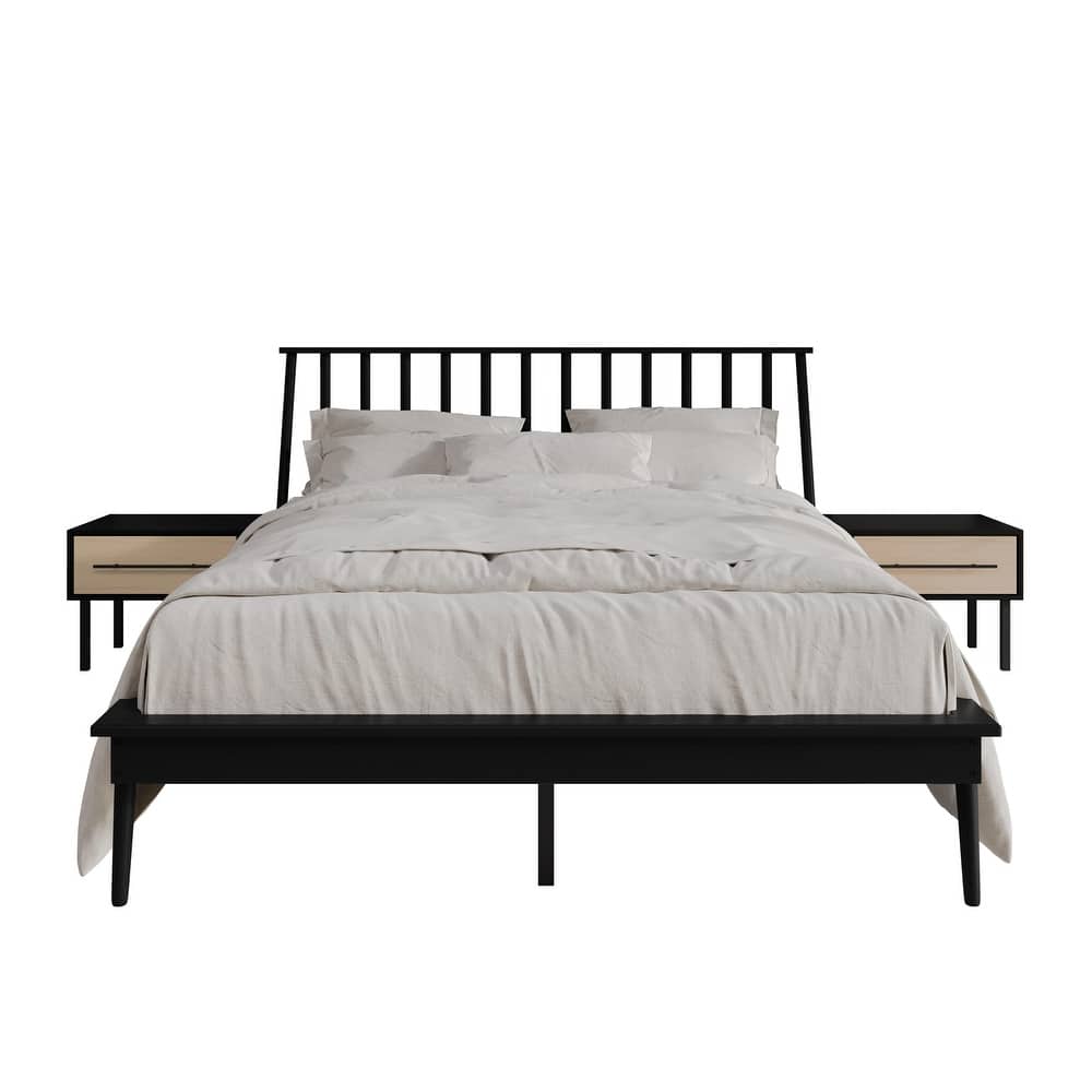 CraftPorch Vintage 3-pieces Wooden Bedroom Set