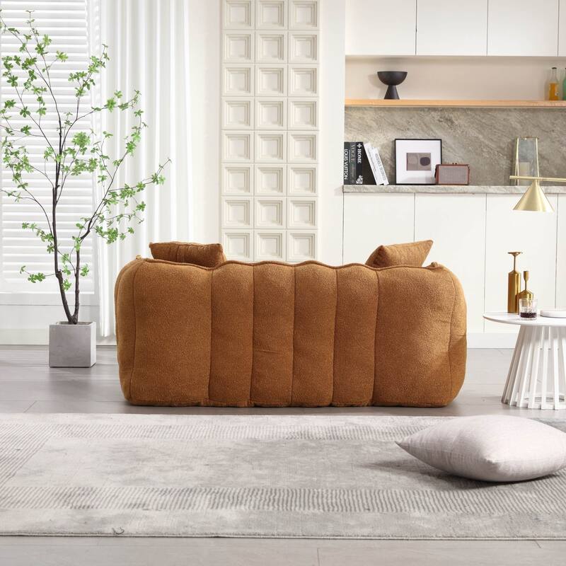 Soft Bean Bag Chair for Adults, Cozy Lazy Bean Bag Sofa, 2 Seat with Armrests for Home