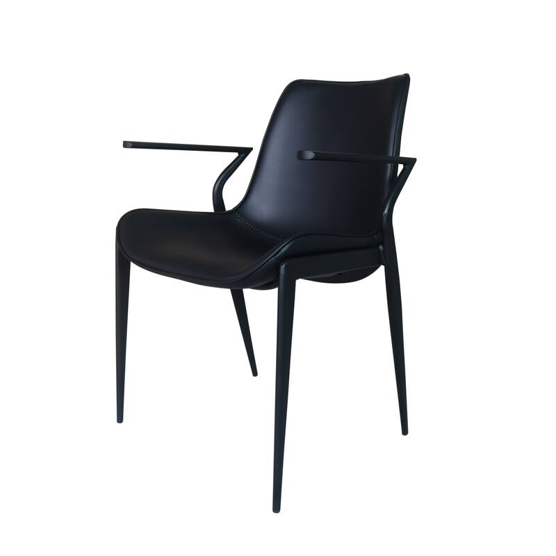 Modrest Osprey Modern Black Vegan Leather Dining Chair (Set of 2)