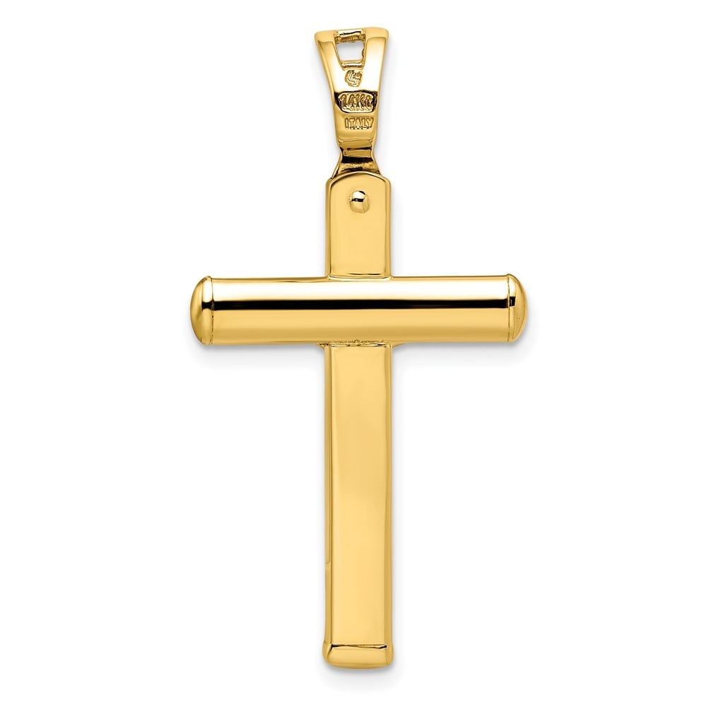 Diamond2Deal 14k Yellow Gold Polished Satin and Crucifix Pendant 