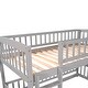 preview thumbnail 24 of 34, Twin Over Twin Wooden Bunk Bed,Low Bunk Bed with Built-In Ladders and Slides Gray