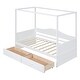 preview thumbnail 3 of 16, Pine Wood Twin Size Canopy Day Bed Frame with 2 Drawers and Built-in Backrest, Modern Platform Bed Frame for Kids, Teens