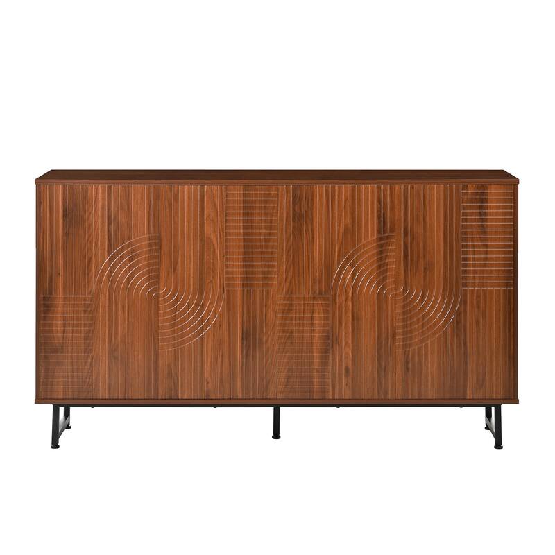 Mid-Century Modern Walnut Sideboard Buffet Cabinet