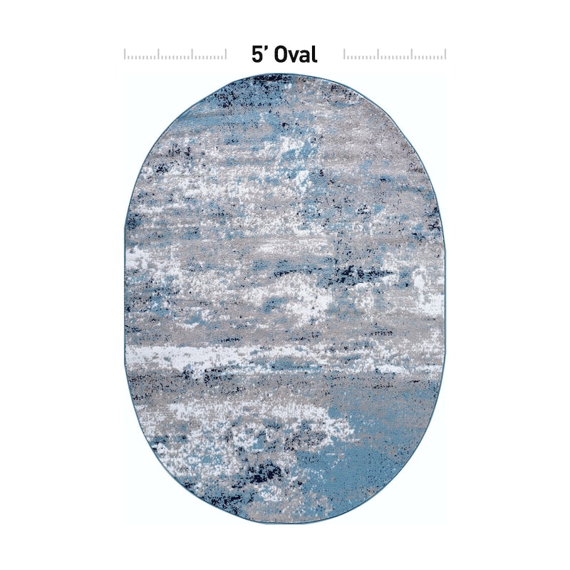 World Rug Gallery Distressed Abstract Watercolor Area Rug