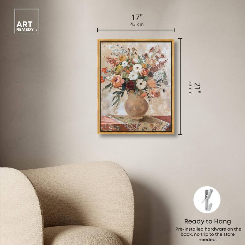 Clay Vase and Flowers Canvas by Art Remedy
