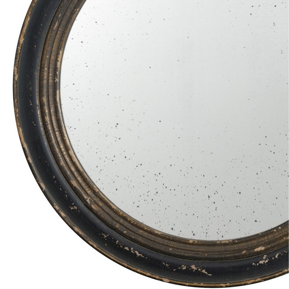 24 Inch Round Wall Mount Mirror, Molded Trim Wood Frame, Distressed Brown  41.7 H x 23.8 W x 18.9 L Inches On Sale Bed Bath  Beyond 37863874