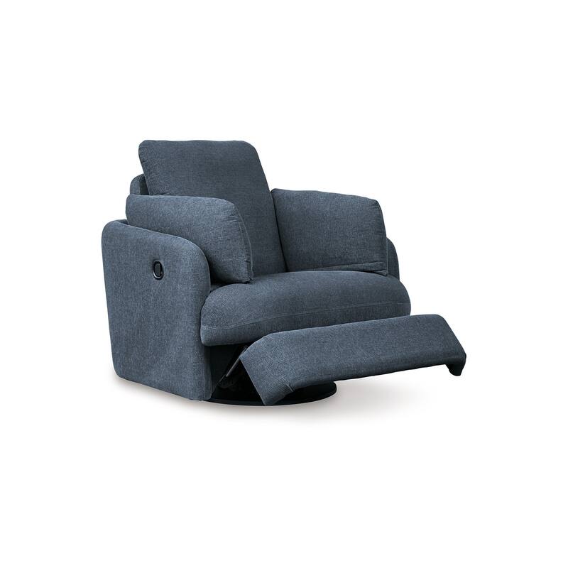 Meso Swivel Manual Glider Recliner Chair, Ink Blue Nuvella Polyester
