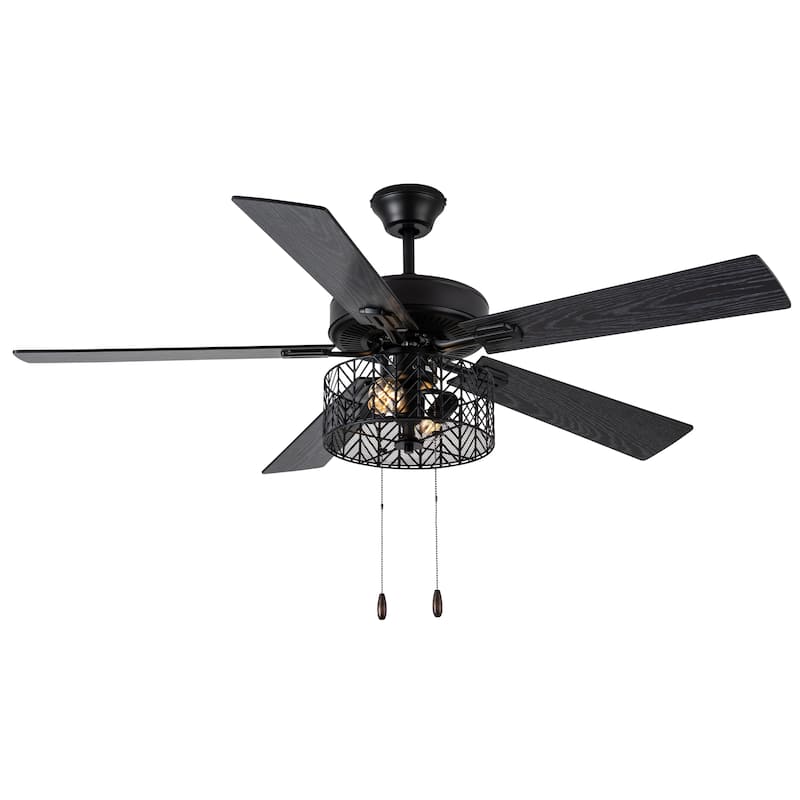 Roisin River of Goods Black 52 in. Ceiling Fan With 2 LED Lights - 52" x 52" x 13.75"/18.75"