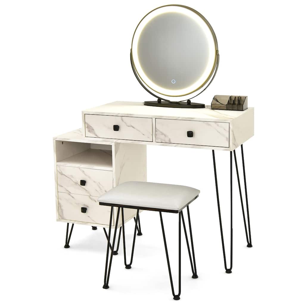 Modern Dressing Table with Storage Cabinet - 31.5" x 16" x 30" (L x W x H)
