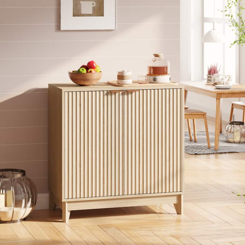EROMMY Fluted Storage Cabinet with Double Doors & Adjustable Shelves - Modern 31"/55" Accent Buffet Cabinet for Kitchen,Room - 31''x16''x32''