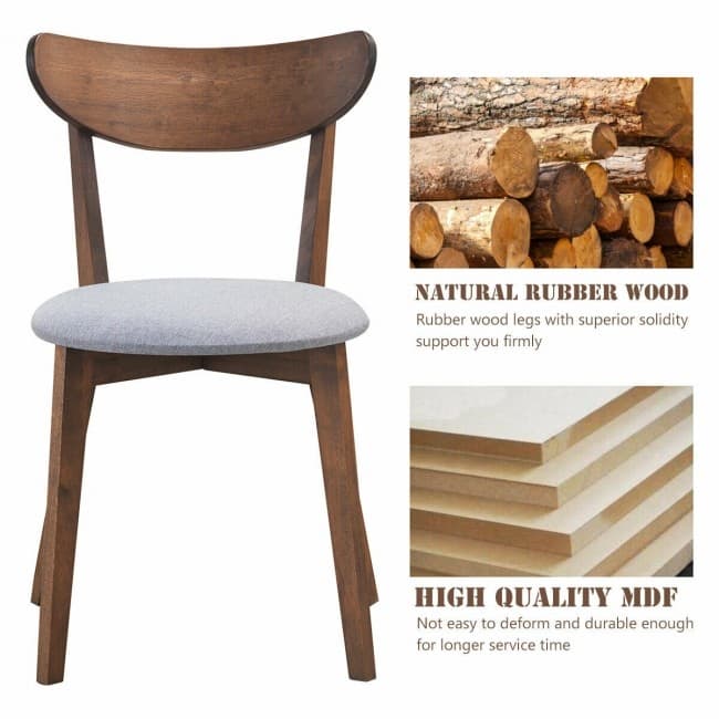 Set of 2 Dining Chair Upholstered Curved Back Side - 18" x 23" x 32" (L x W x H)