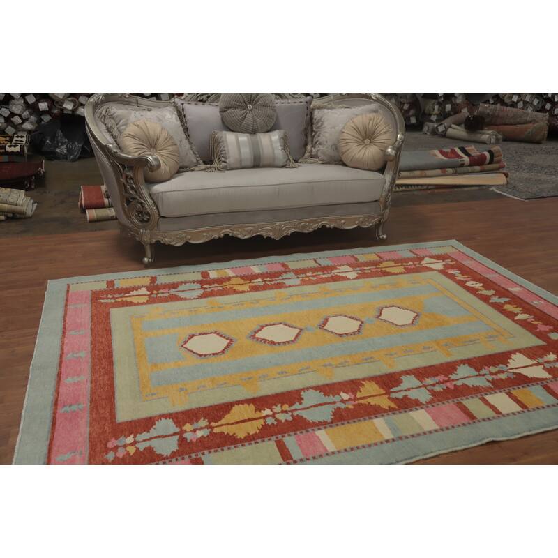 Geometric Gabbeh Vegetable Dye Area Rug Handmade Wool Carpet - 9' 0'' X 6' 2''