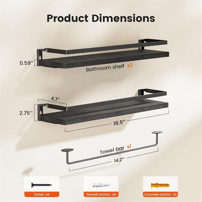 Decor Shelves Set of 2, Black - AMFS01B