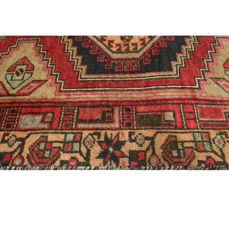 Fine Vintage Distressed Burak Navy/Red Runner - 3'0" x 10'7"