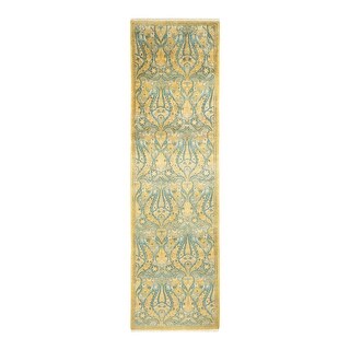 Overton Mogul, One-of-a-Kind Hand-Knotted Runner - Green, 2' 6" x 9' 2" - 2' 6" x 9' 2"