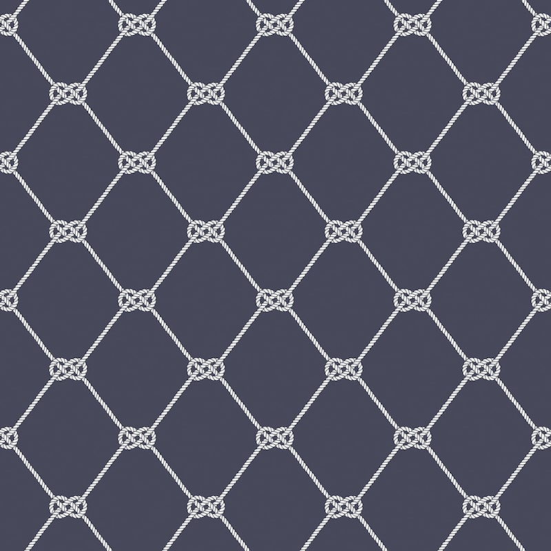 Galerie Wallcoverings Deauville 2 Nautical Rope Non-woven Matte Wallpaper Roll - 33 feet x 21 inches - Navy/White