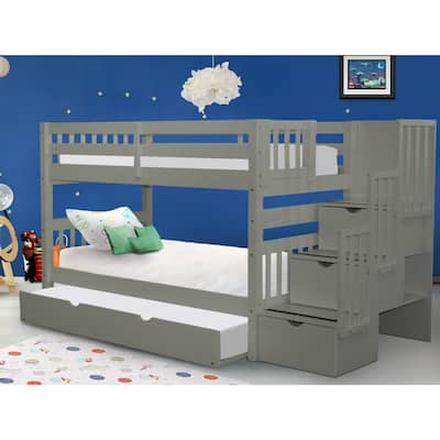 Taylor & Olive Trillium Twin over Twin Stairway Bunk Bed, Twin Trundle