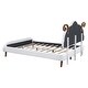 preview thumbnail 50 of 54, Upholstered Bed with Cute Shape Headboard Design Platform Bed for Toddler Kids Boys Girls Children Bed Wood Slat Support Bed