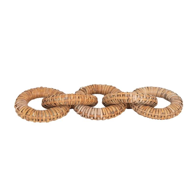 Rattan Wrapped Mango Wood Chain with 5 Links - Brown