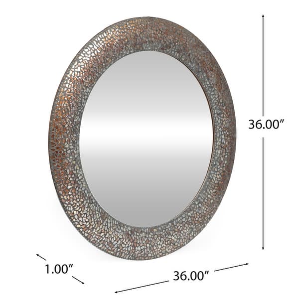 Rawson Traditional Handcrafted Round Mosaic Wall Mirror by Christopher Knight Home - 36.00" L x 1.00" W x 36.00" H