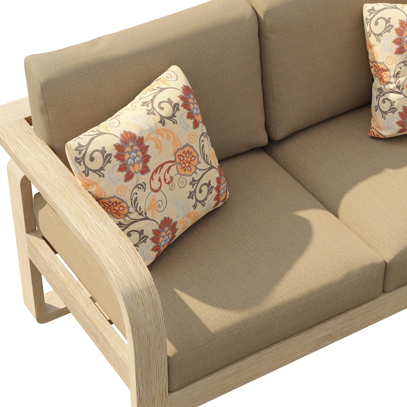 Corvus Annette Sunbrella Outdoor Acacia Wood Loveseat