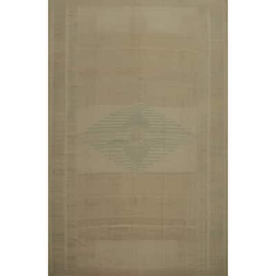 Hand Woven Oriental 100% Wool Carpet Southwestern Tribal Beige & Ivories Kilim Area Rug - 12' 10'' X 9' 10''