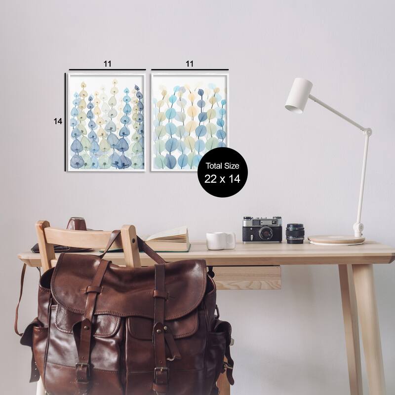 Stupell Seaweeds And Ocean Plants Blue Green Pattern Designs 2pc Multi Piece Framed Wall Art Set