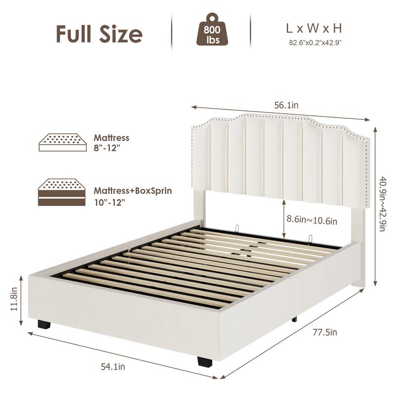 Modern Velvet Upholstered Platform Bed with Storage