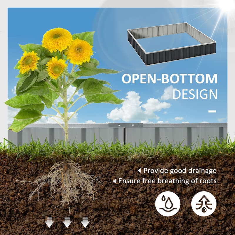Modern Minimalist Garden Bed with Galvanized Metal Planter Box for Vegetables Flowers Herbs, Dark Gray - 8' x 10'