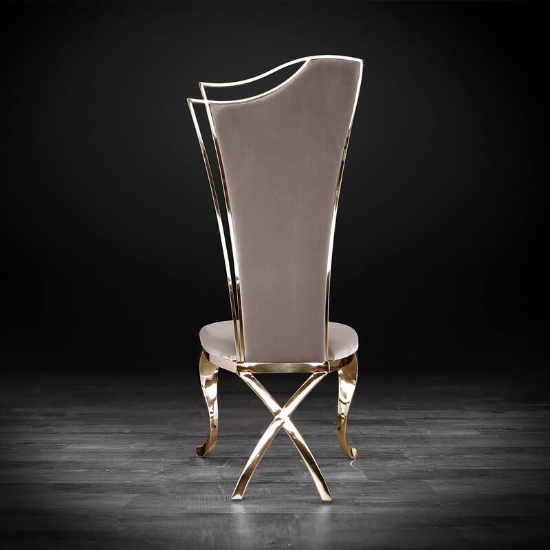 Belladonna Titanium Gold Stainless Steel Dining Chair, Set of 2