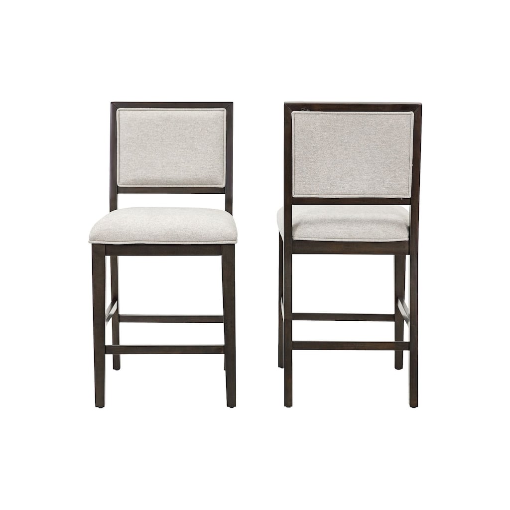 Two Wood Modern Counter Height Kitchen Chairs, Dining Seats, Black