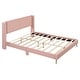 preview thumbnail 29 of 28, Queen Size Corduroy Upholstered Platform Bed with Wingback Headboard