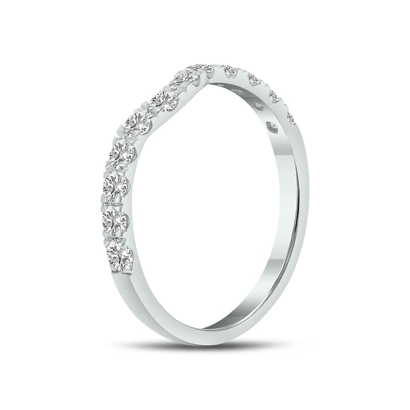 Marquee Jewels 5/8 Carat TW Round Lab Grown Diamond Wedding Band in 14K White Gold