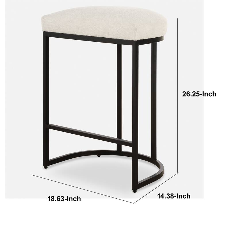 Gyn Counter Height Stool, White Performance Fabric, Black Cantilever Base