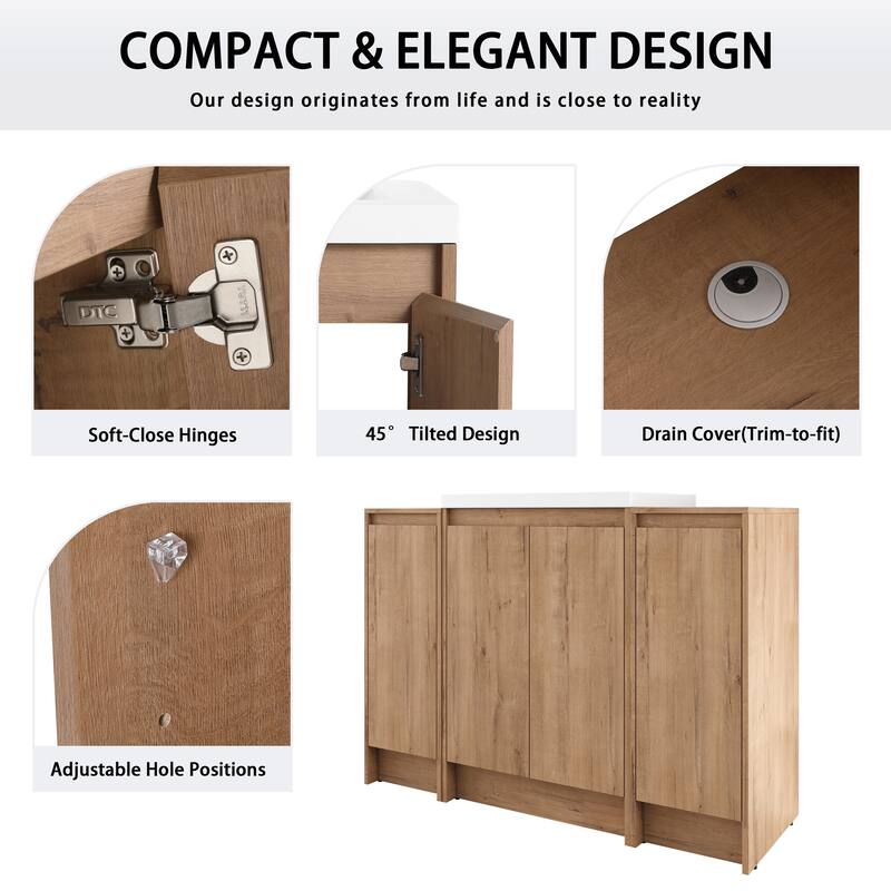 Malwee 36"/48"/60" Bathroom Vanity with Sink, FreeStanding Vanity with Soft Close Door and Adjustable Shelf