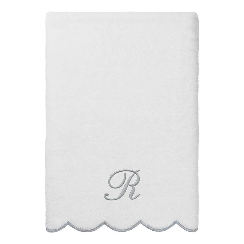 Authentic Hotel and Spa 100% Turkish Cotton Grey ADORNIA Scallop Personalized 3 Piece Towel Set - 3 Piece Set