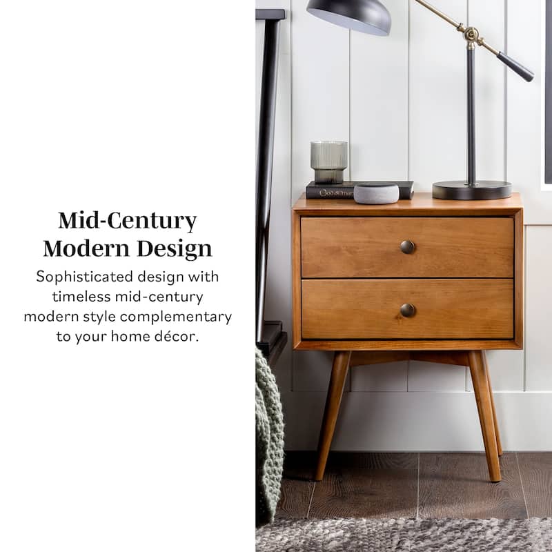 Middlebrook Mid-Century Modern Solid Wood 2-Drawer Nightstand