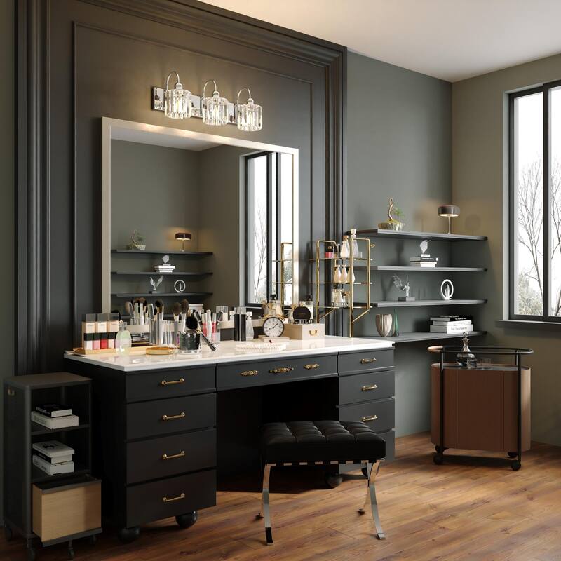 ExBrite Modern Silver Dimmable Bathroom Vanity Light