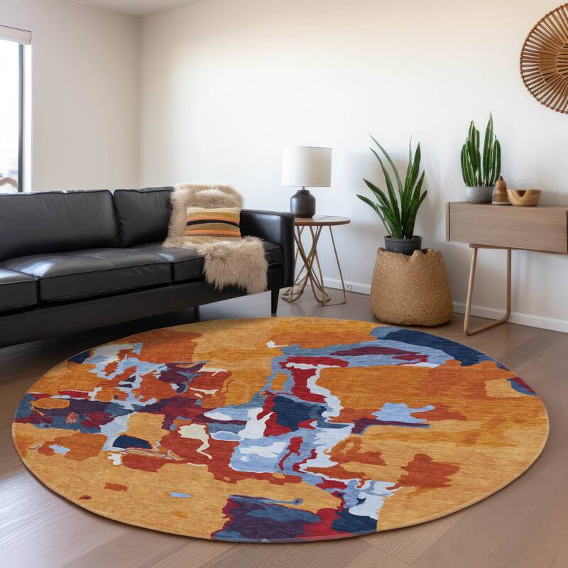 Premium Washable Super Soft Modern Abstract Mayfield Rug - Copper - 8' x 8'