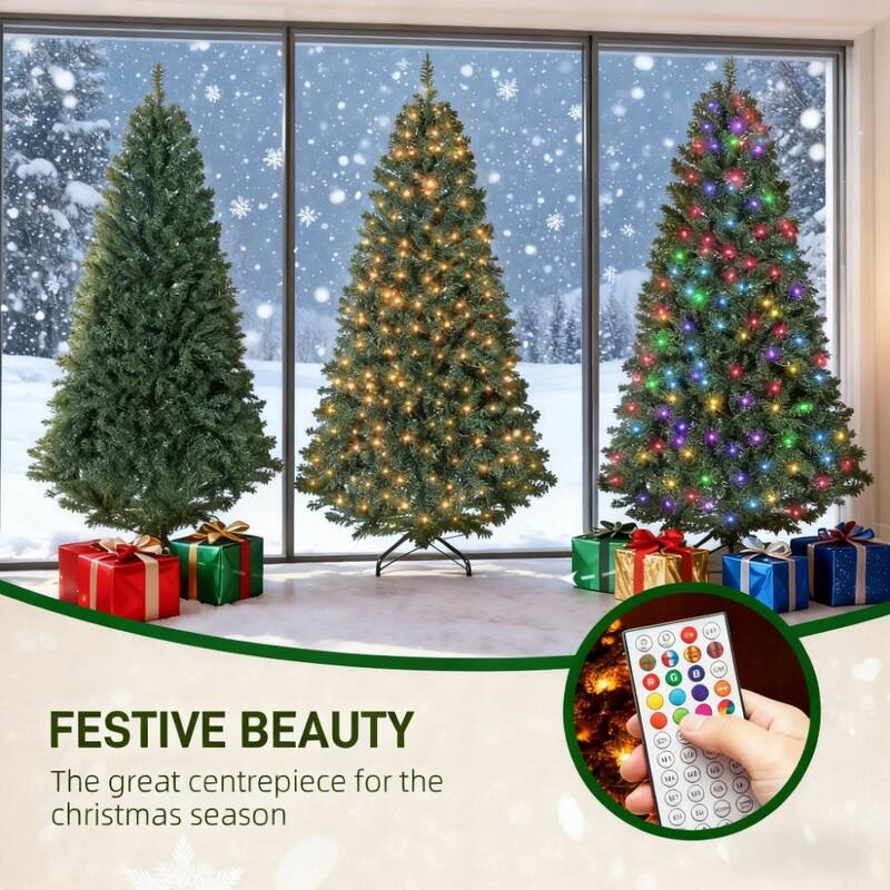 6ft Prelit Christmas Tree with 300 LED Lights Hinged Branches and Remote - Green