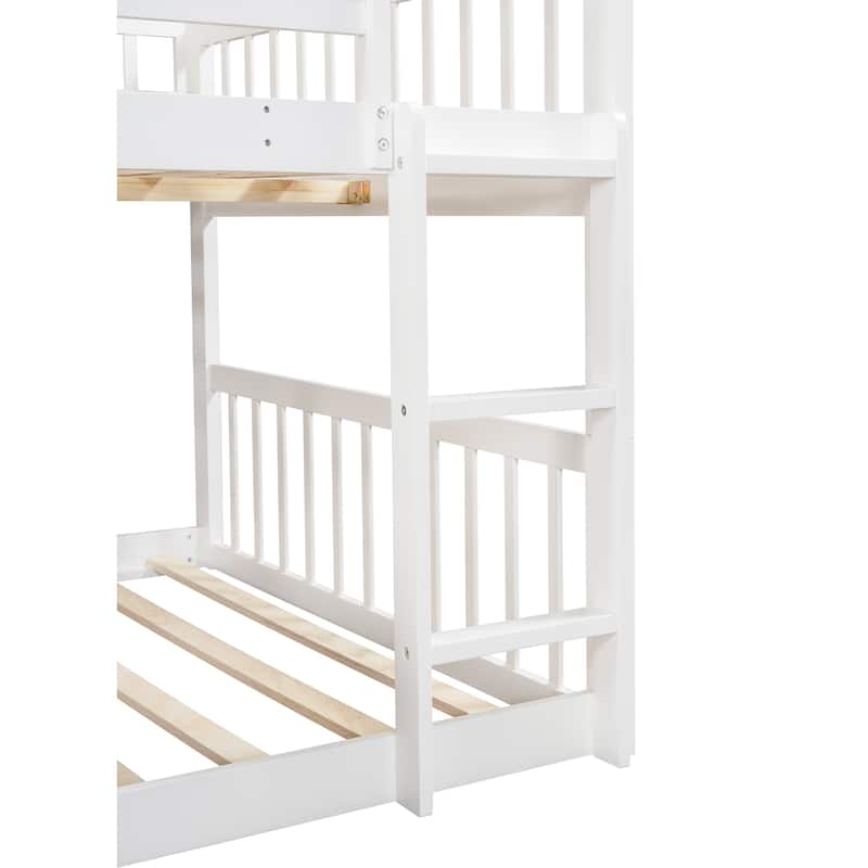 Full Over Full Over Full Triple Bunk Bed with Built-in Ladder, Slide
