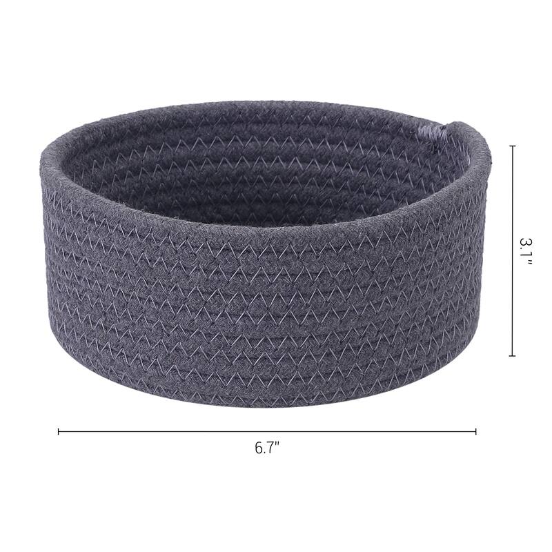 Round Woven Storage Basket, Small Storage Bin for Entryway Desk Key Tray Bowl, Catchall Home Decor - Grey - 6.5*6.5*3in