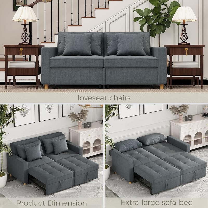 AECOJOY 3-in-1 Sofa Bed Double Sleeper Chair Bed