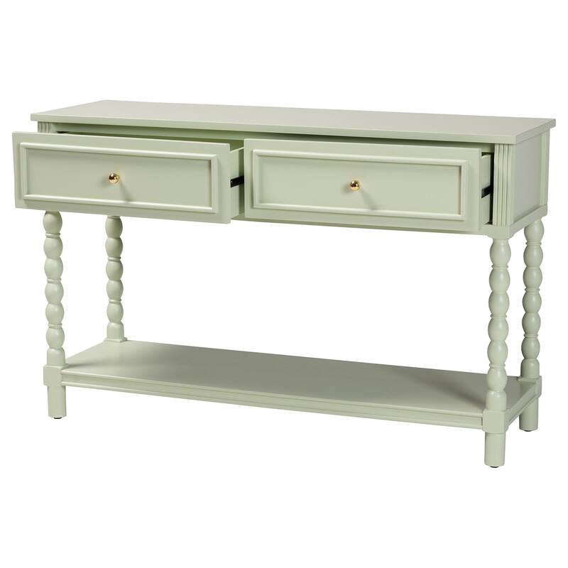 Karnia Console Table with Spindle Legs - 2-Drawer Accent Table with Turned Detailing and Open Shelf Storage