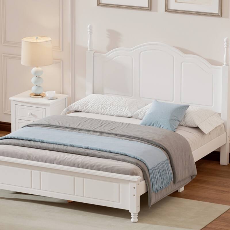 Wood Queen/Full Size Wood Platform Bed with Wooden Slat Support