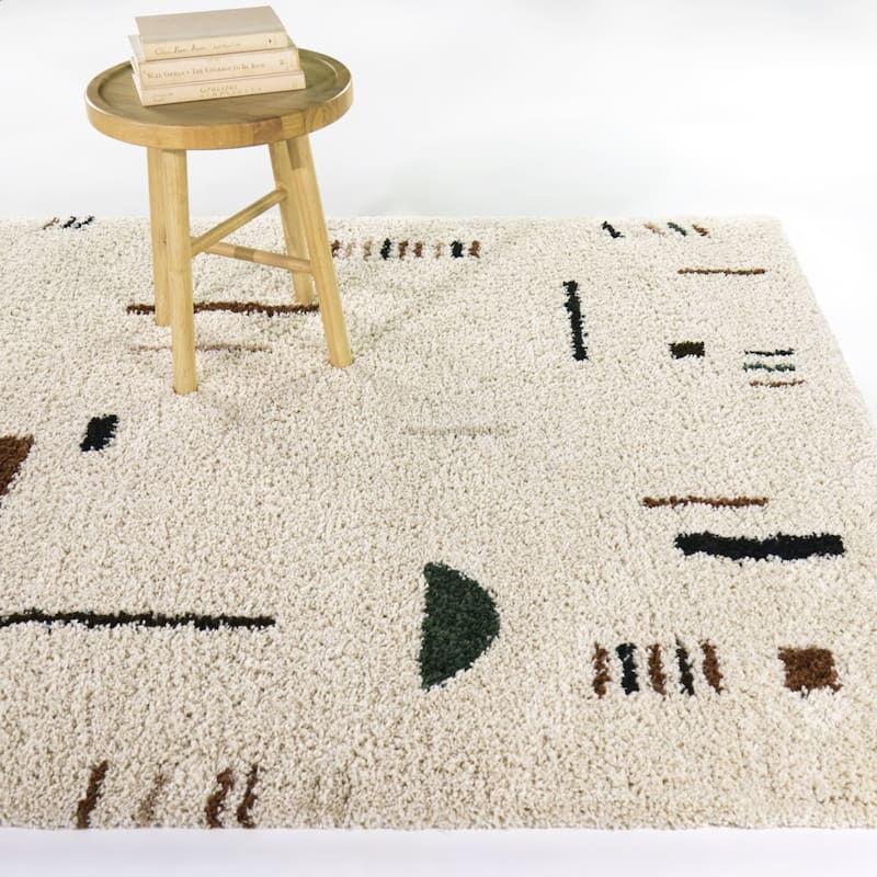 Carson Shag Area Rug - 5'3" x 7' - Cream/Green - Rectangle