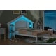 preview thumbnail 19 of 41, Rustic Wood Platform Bed with House-Shaped Headboard & Built-in LED