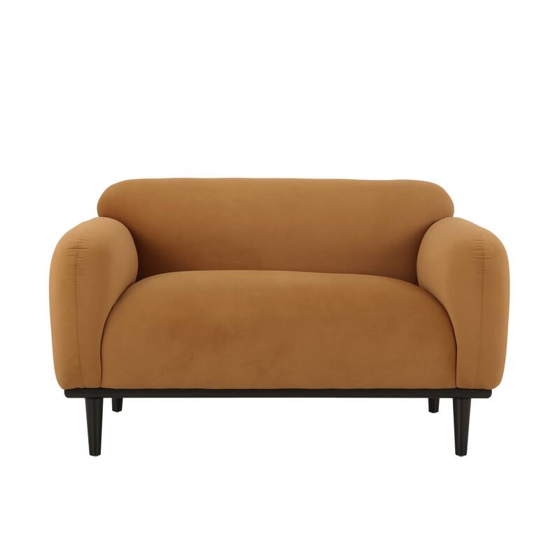 Contemporary Loveseat Sofa, Velvet Upholstered, Birch Wood Legs, Elegant Design for Living Room and Bedroom