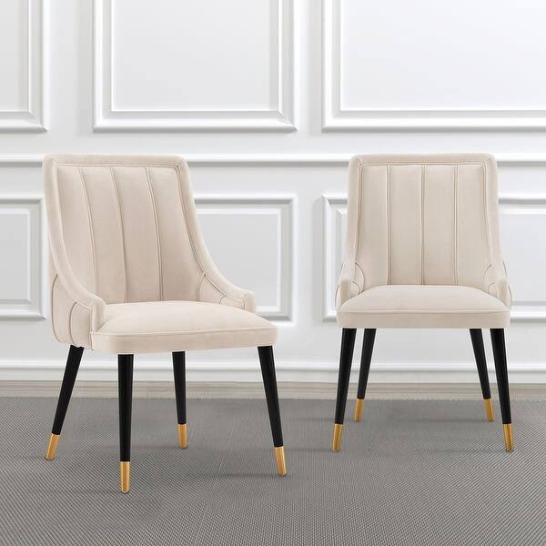 slide 2 of 4, Manhattan Comfort Eda Wood Upholstered Dining Chair Set of 2 - Cream